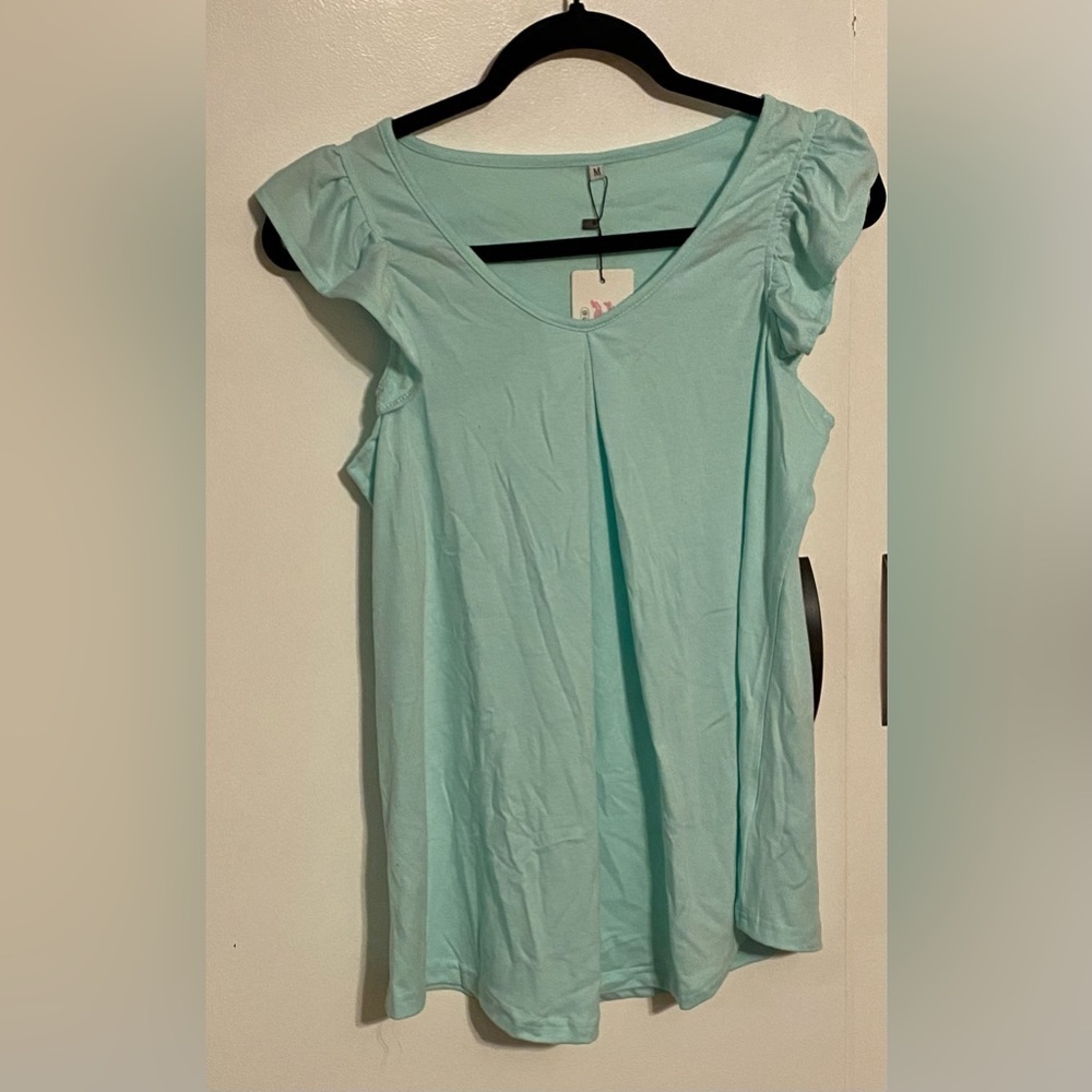 Agseem Loose Fit Ruffle Sleeveless Summer Blouse, M - Picture 3 of 7